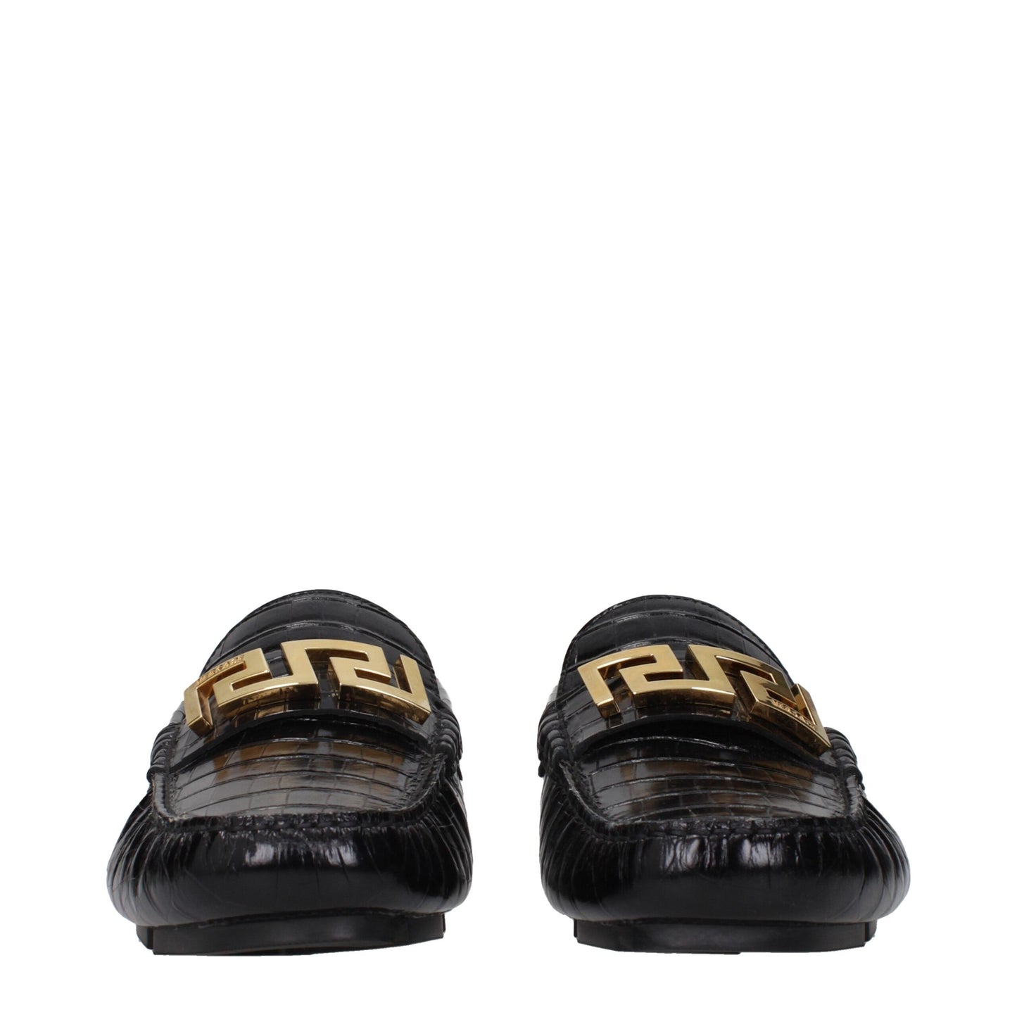 Brogues à enfiler en cuir noir de Versace