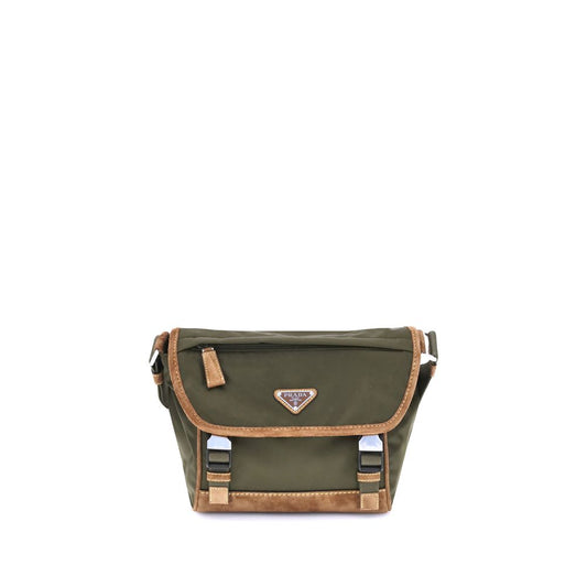 Prada Re-Nylon en lederen middelgrote schoudertas