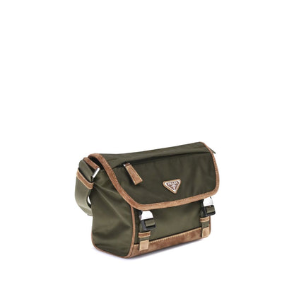 Prada Re-Nylon en lederen middelgrote schoudertas