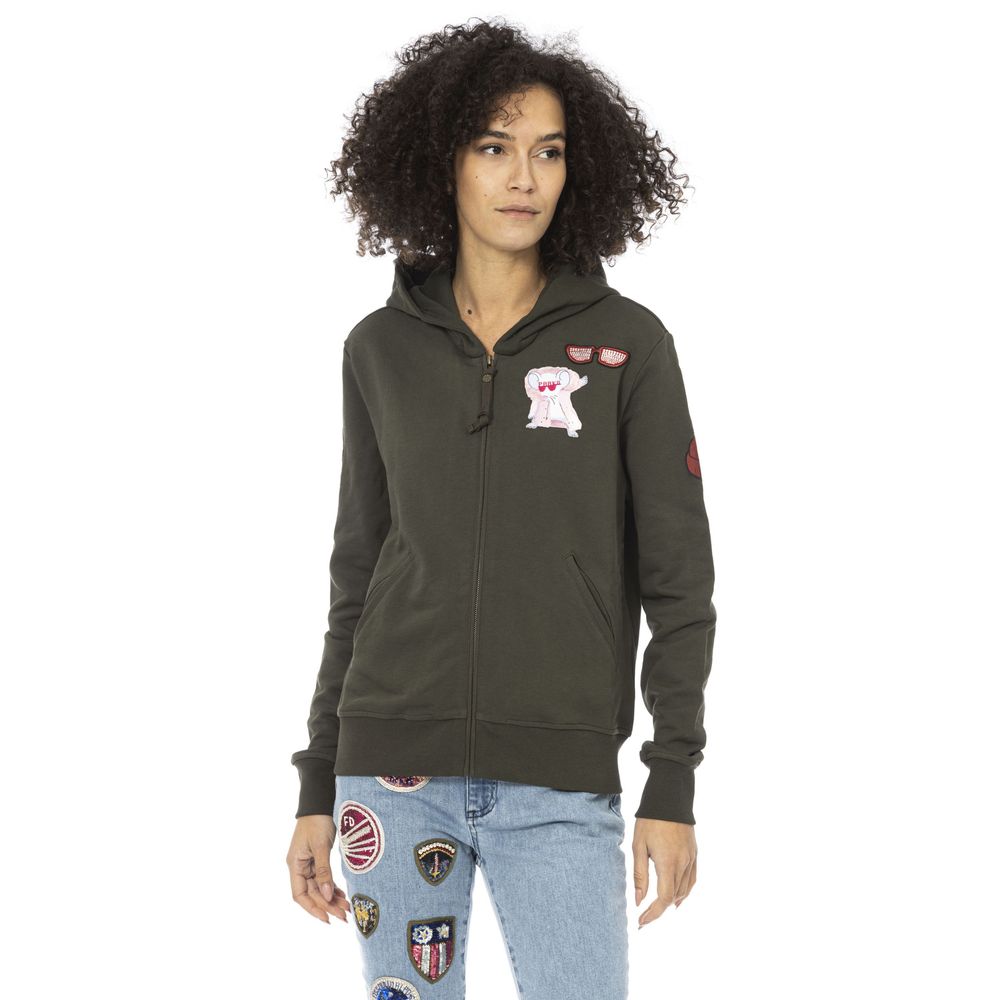 Mr&Mrs Italy Green Cotton Women Sweatshirt Top - Stylish Comfort