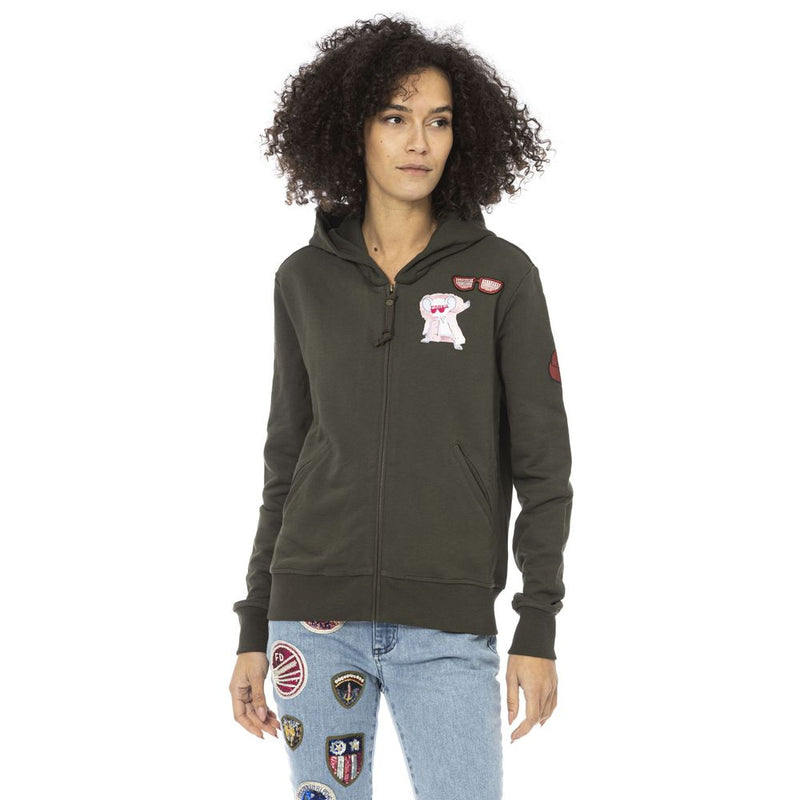 Mr&Mrs Italy Green Cotton Women Sweatshirt Top - Stylish Comfort
