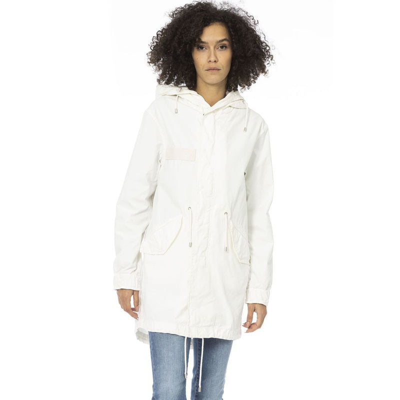 Mr&Mrs Italy White Cotton Women Parka - Luxurious Urban Outerwear