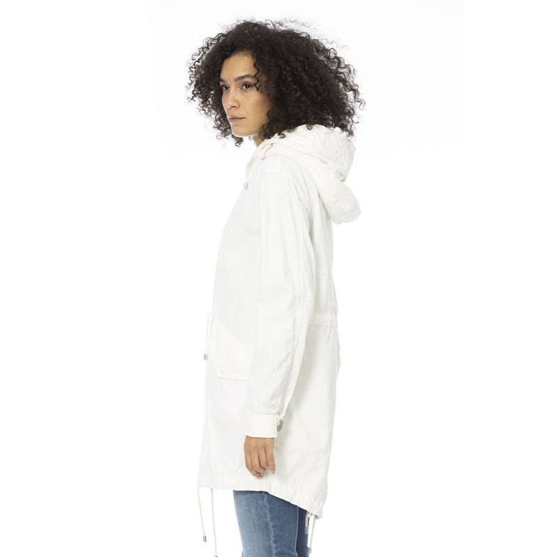 Mr&Mrs Italy White Cotton Women Parka - Luxurious Urban Outerwear