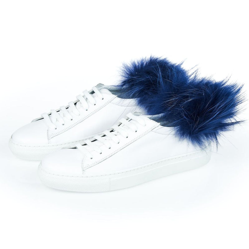 Mr&Mrs Italy White Leather Women Sneaker with Fur Detail