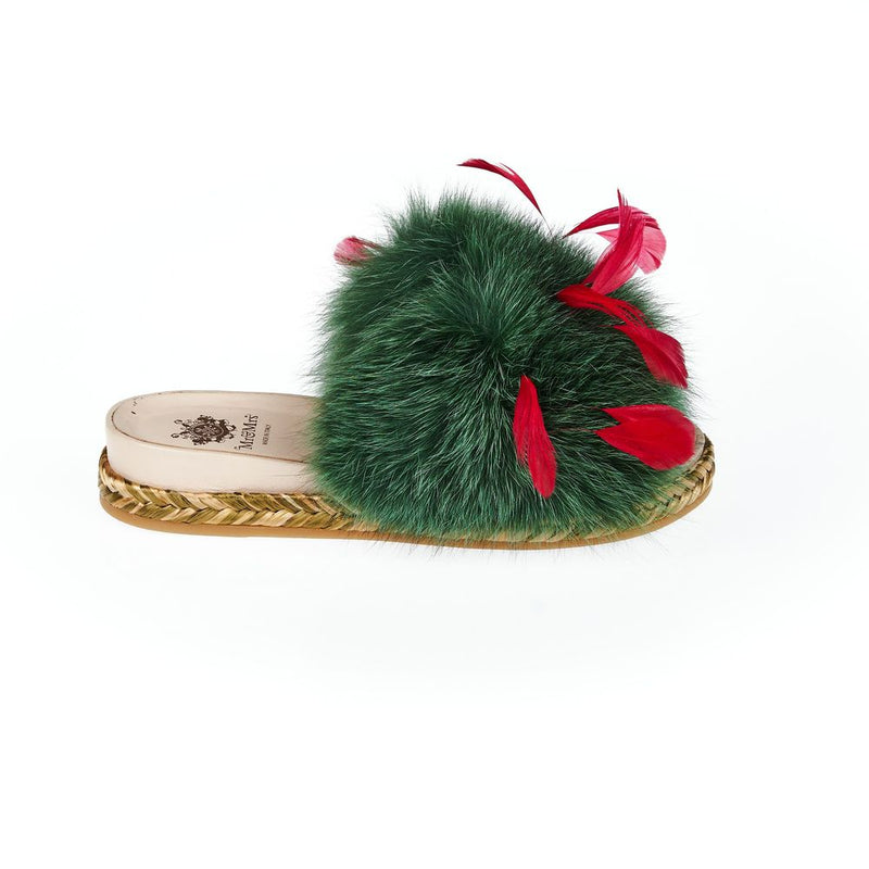 Mr&Mrs Italy Green Lamb Leather Women Sandal - Luxury Footwear