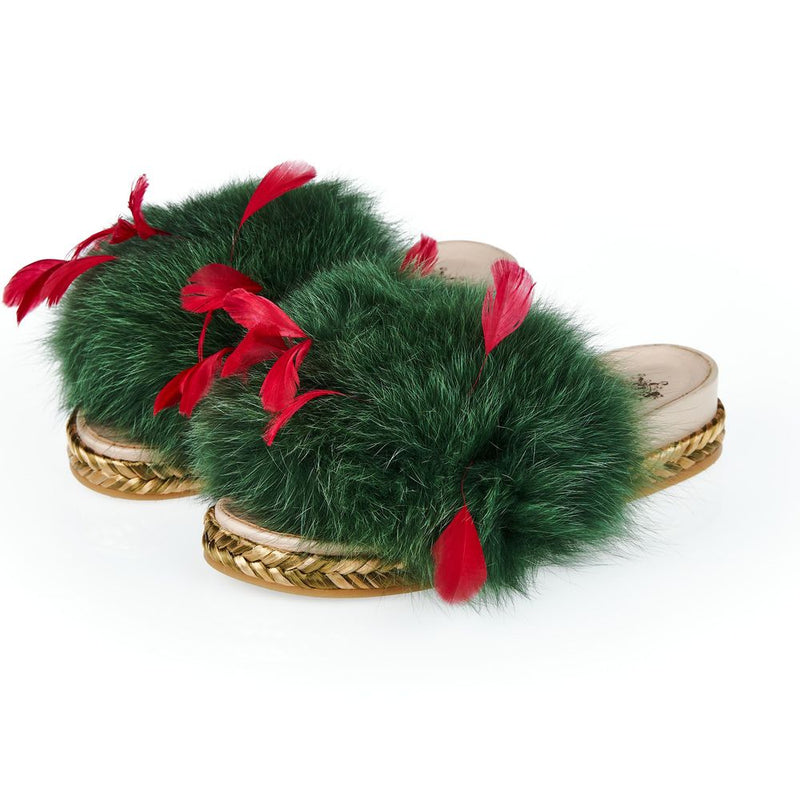 Mr&Mrs Italy Green Lamb Leather Women Sandal - Luxury Footwear