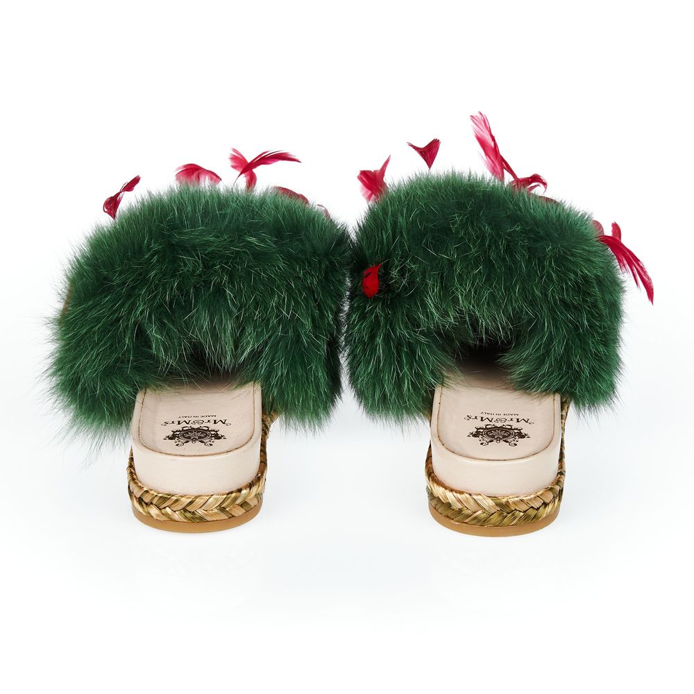 Mr&Mrs Italy Green Lamb Leather Women Sandal - Luxury Footwear