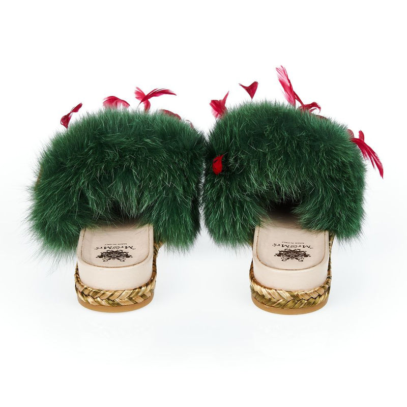Mr&Mrs Italy Green Lamb Leather Women Sandal - Luxury Footwear