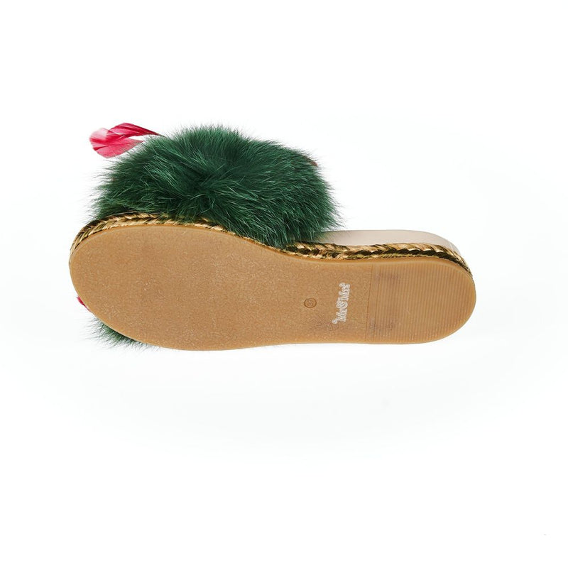 Mr&Mrs Italy Green Lamb Leather Women Sandal - Luxury Footwear