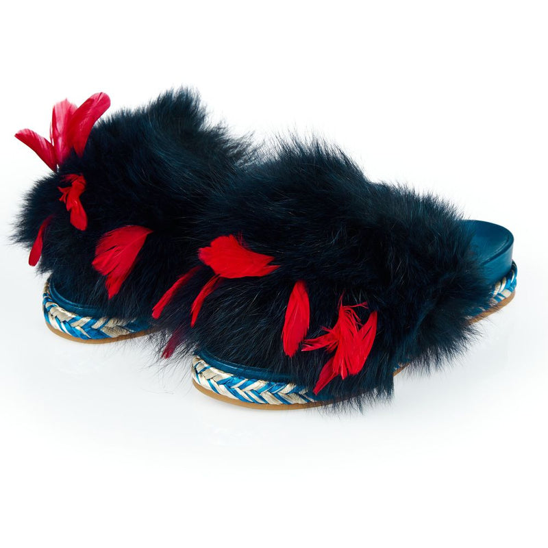 Sandales en cuir d'agneau bleu pour femmes Mr&Mrs Italy