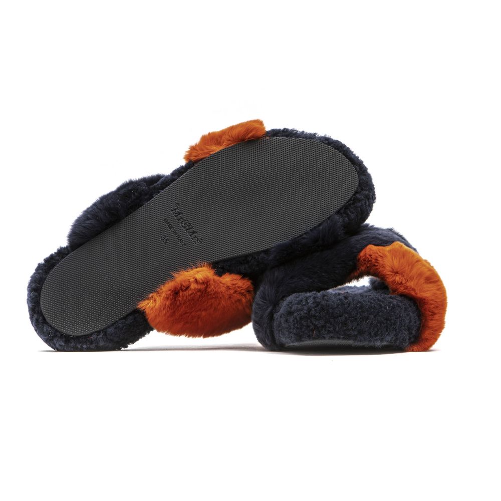 Mr&Mrs Italy Blue Rabbit Fur Women Sandal