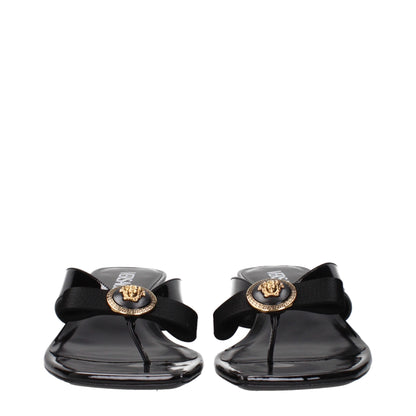Sandales à talons aiguilles en cuir noir Versace