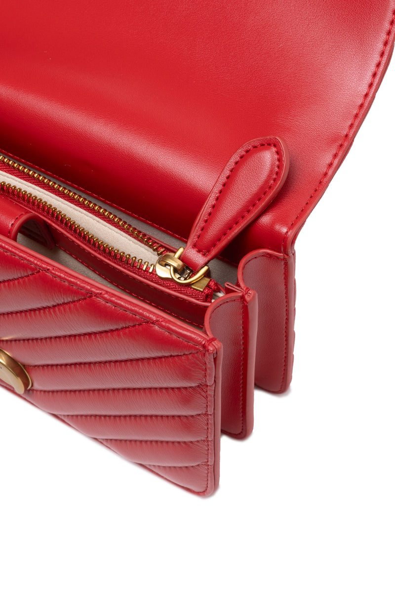 PINKO Red Leather Love One Mini Shoulder Bag - Élégance et Chic