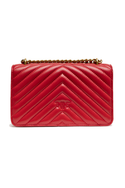 PINKO Sac à main mini porté épaule Love One en cuir rouge