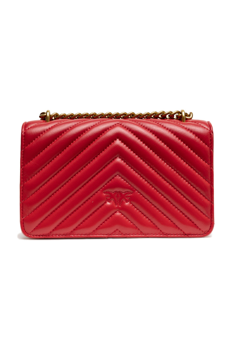 PINKO Red Leather Love One Mini Shoulder Bag - Élégance et Chic