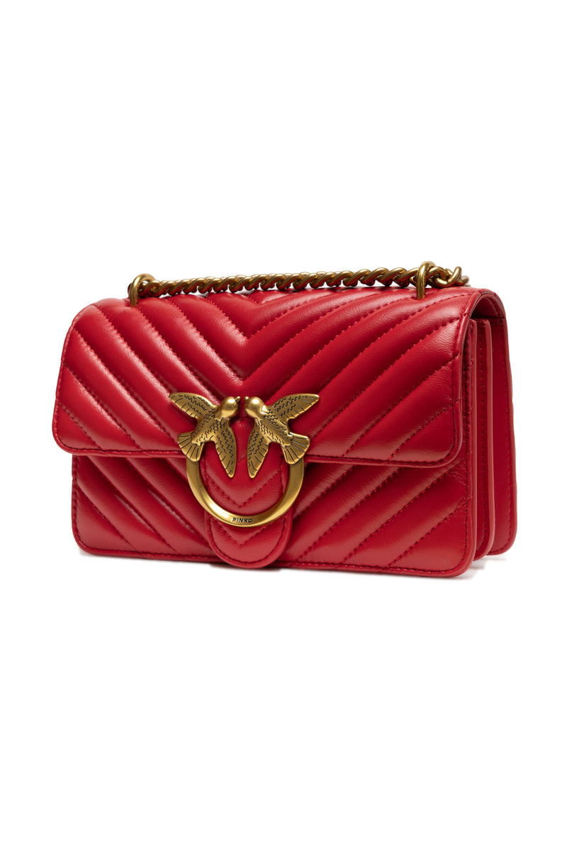 PINKO Red Leather Love One Mini Shoulder Bag - Élégance et Chic