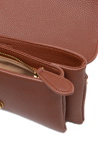 PINKO Bruine leren Love Boucle Riga schoudertas