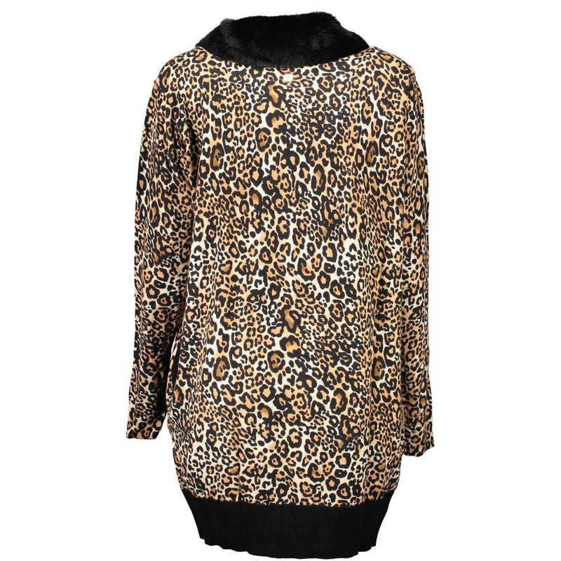 Blugirl Black Viscose Sweater with Removable Fur Collar