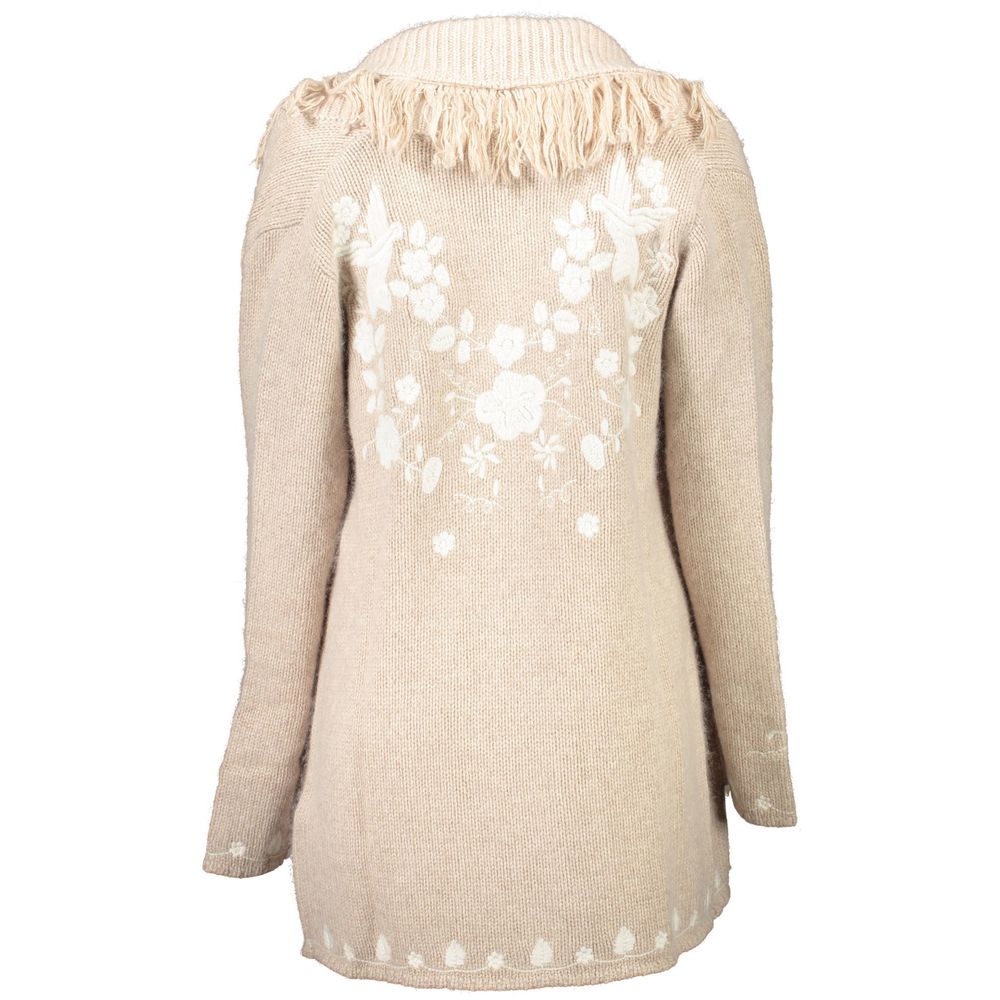 Blugirl Beige Wool Sweater - Élégant Cardigan à Manches Longues