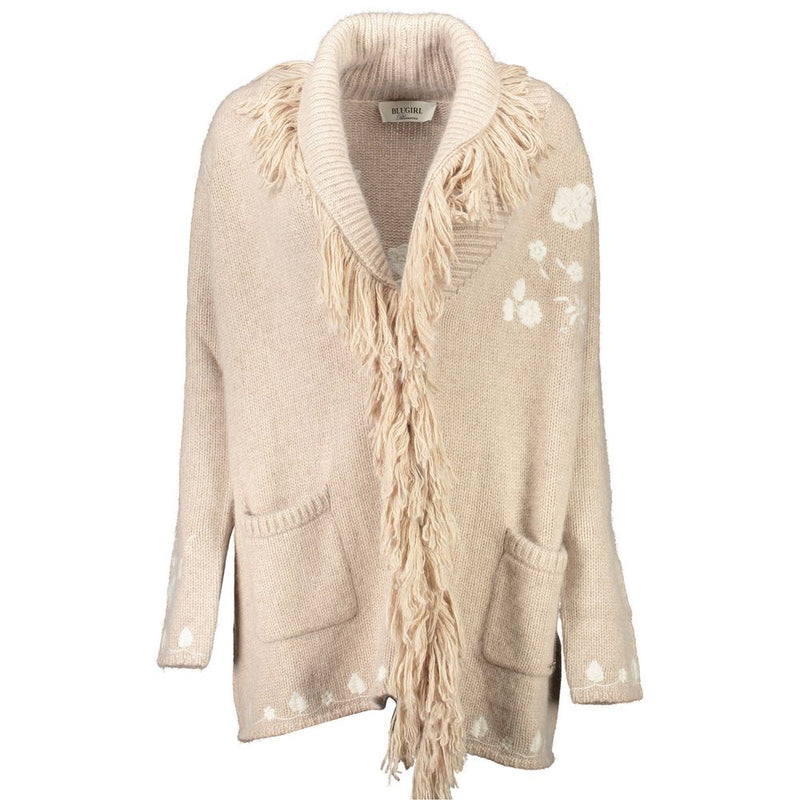 Blugirl Beige Wool Sweater - Elegant Long-Sleeved Cardigan