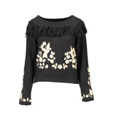 Pull en Laine Noir Blugirl avec Broderie et Détails Contrastants