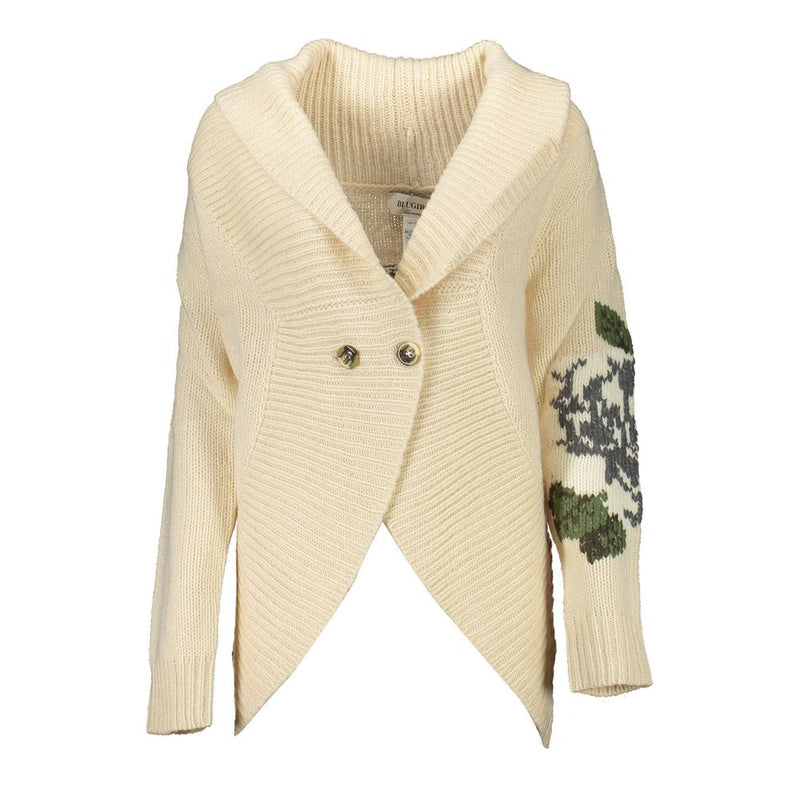 Blugirl Beige Wool Sweater - Elegant Open Cardigan