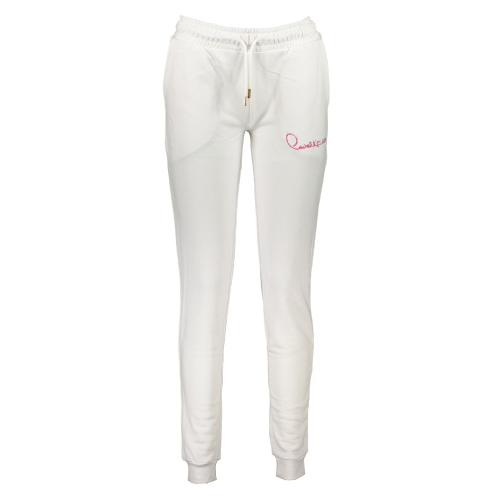 Cavalli Class White Cotton Pant - Élégants Pantalons de Sport