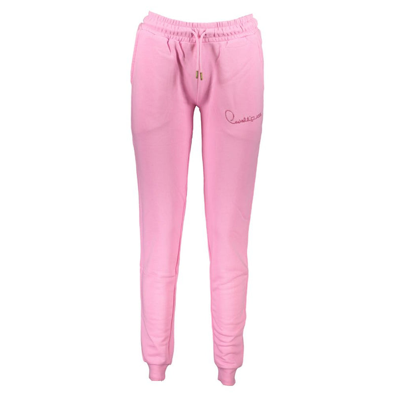 Cavalli Class Pink Cotton Pant - Trousers de Sport Élégants