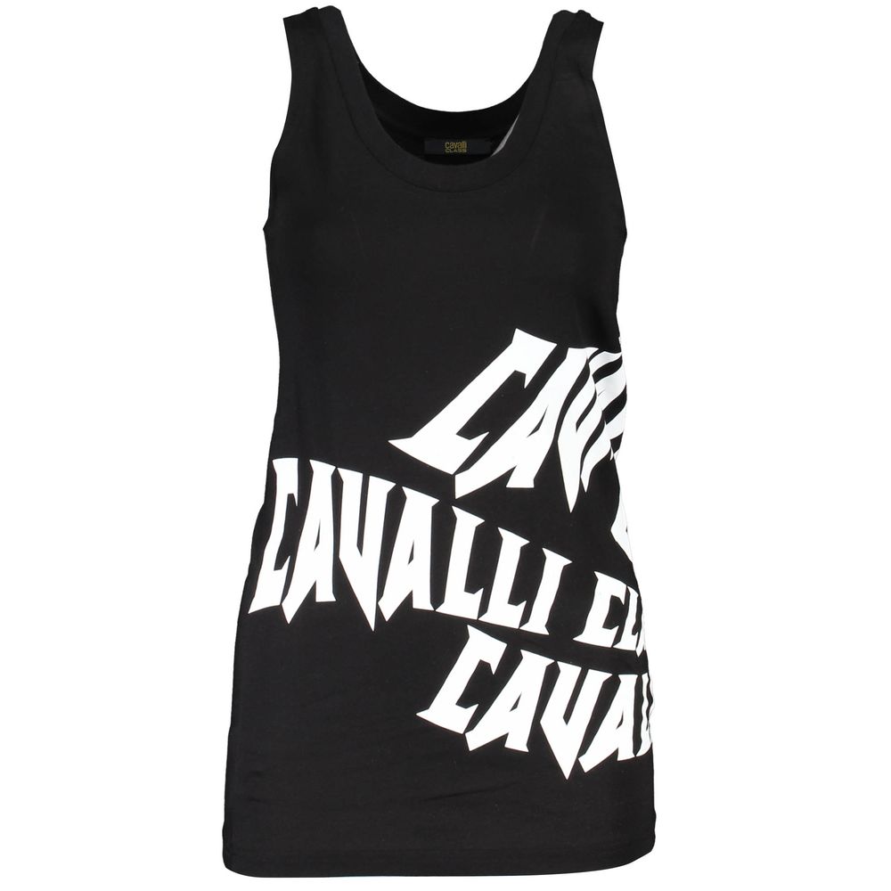 Cavalli Class Black Cotton Tank Top - Élégant et Confortable