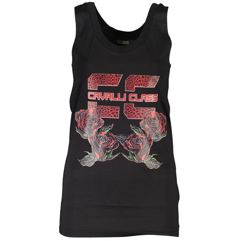 Cavalli Class Black Cotton Tank Top - Élégant et Confortable