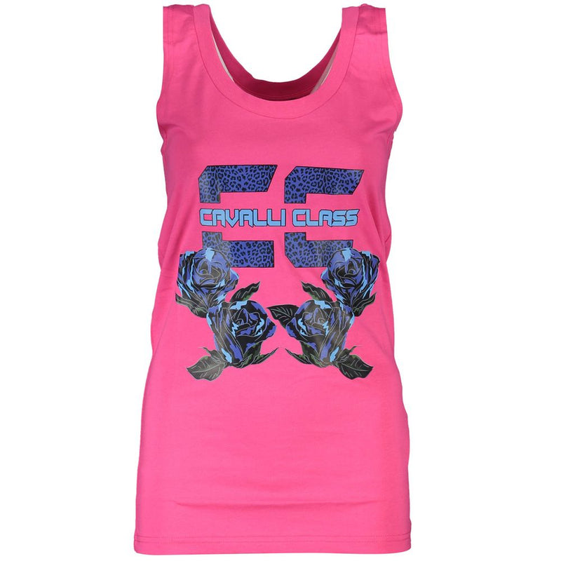 Cavalli Class Pink Cotton Tank Top - Élégant et Confortable