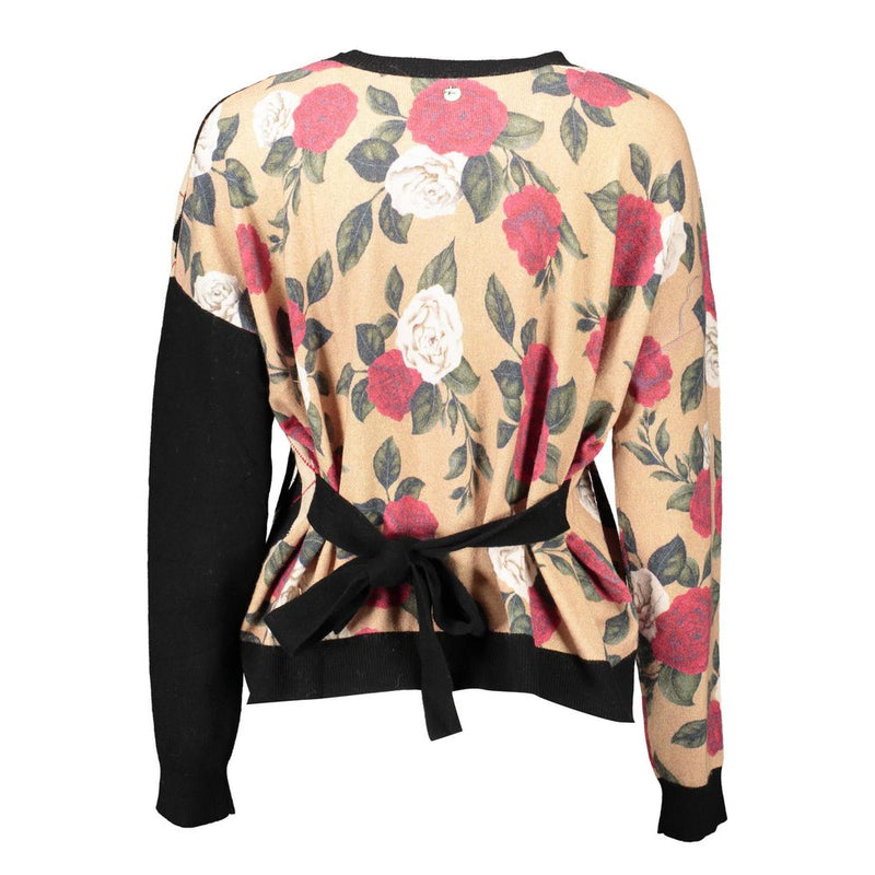 Blugirl Beige Cotton Sweater with Waist Belt and Logo