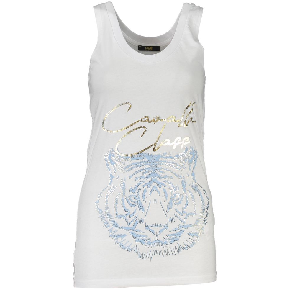 Cavalli Class Women's White Cotton Tank Top - Élégant et Confortable