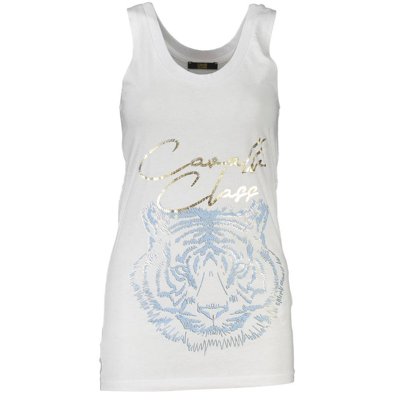 Cavalli Class Women's White Cotton Tank Top - Stylish & Comfortable