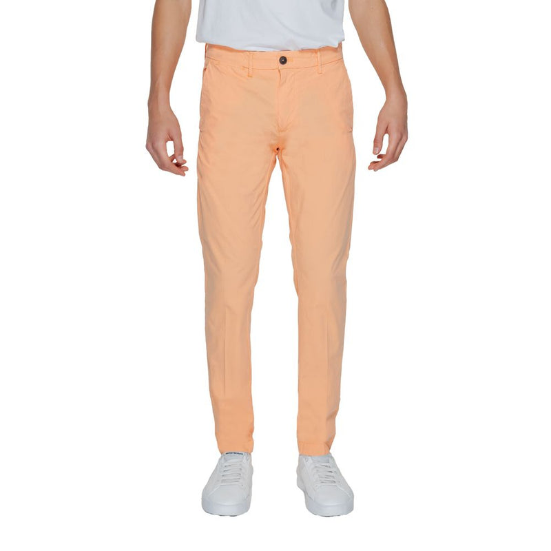 Borghese Orange Cotton Chino Pants for Men
