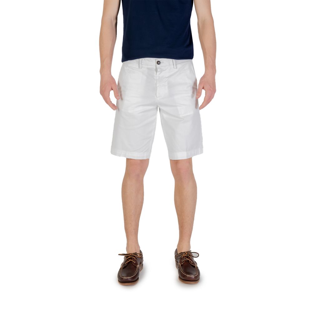 Borghese White Cotton Bermuda Shorts for Men