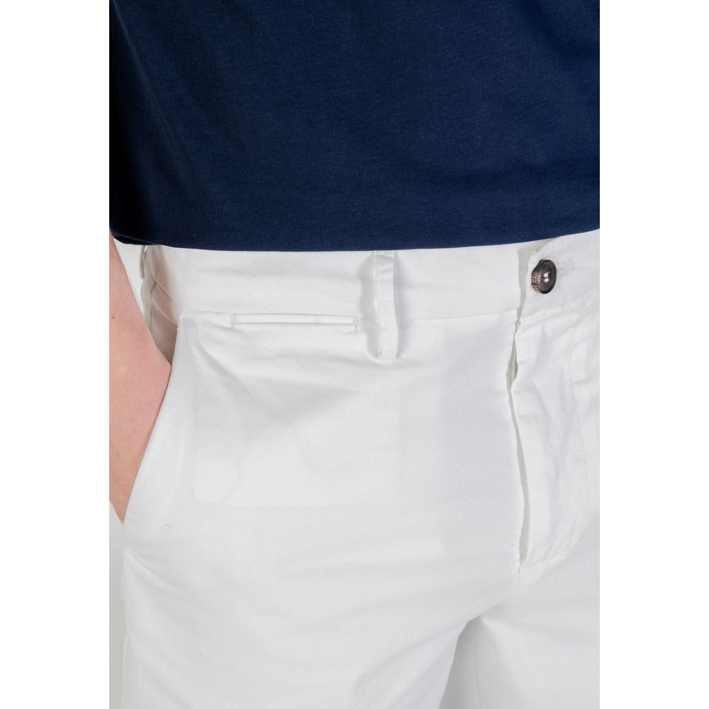 Borghese White Cotton Bermuda Shorts for Men