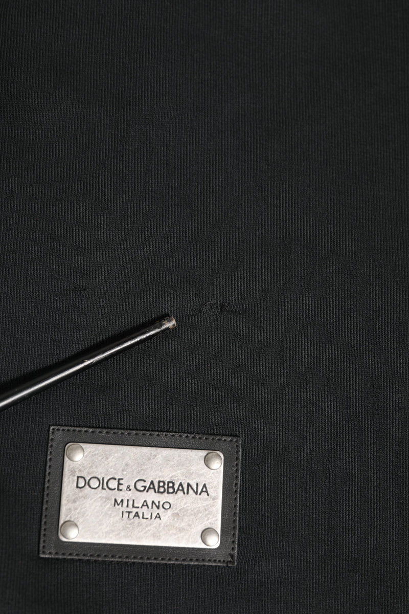 Sweat à capuche homme Dolce &amp; Gabbana noir avec logo et fermeture éclair intégrale