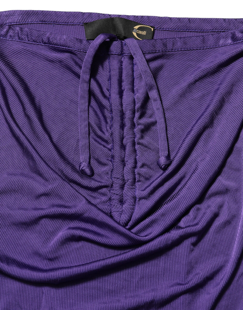 Cavalli Class Purple Viscose Elastane Strapless Bodycon Dress