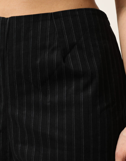 BENCIVENGA Pantalon droit à rayures en laine mélangée noire