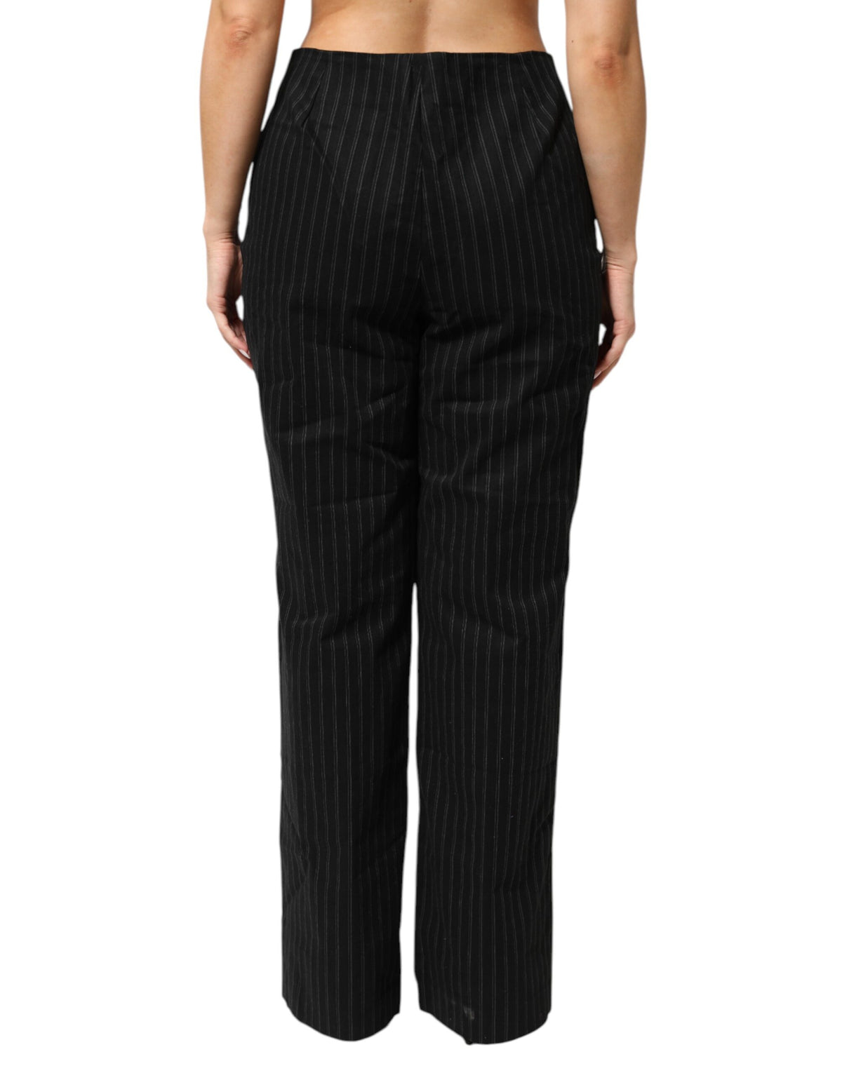 BENCIVENGA Pantalon Droit à Rayures en Laine Noire