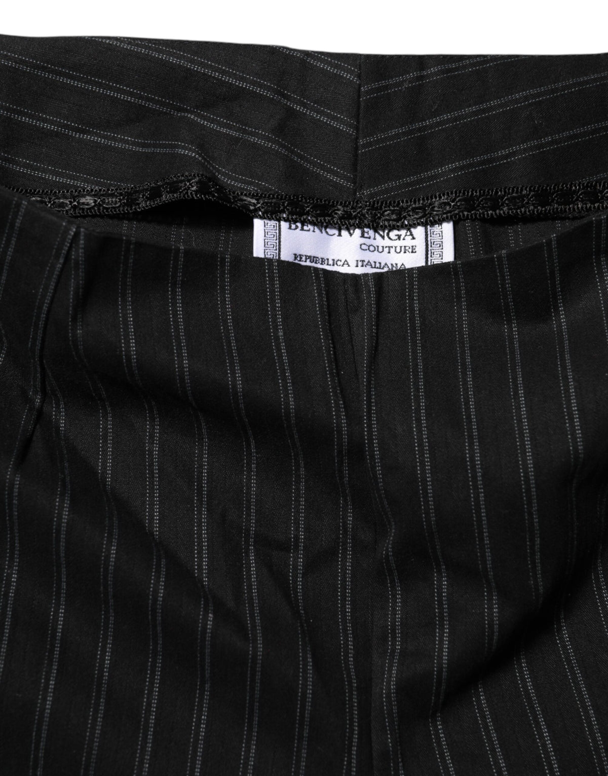 BENCIVENGA Pantalon Droit à Rayures en Laine Noire