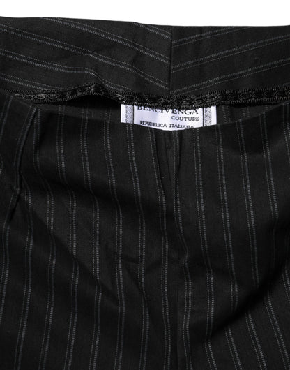 BENCIVENGA Pantalon droit à rayures en laine mélangée noire