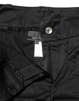 BENCIVENGA Black Cotton Blend Cropped Straight Leg Pants