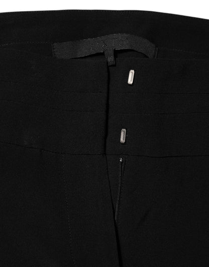 Exte Zwarte Broek van Viscose en Acetaat, Rechte Broekspijlers, Hoge Taille