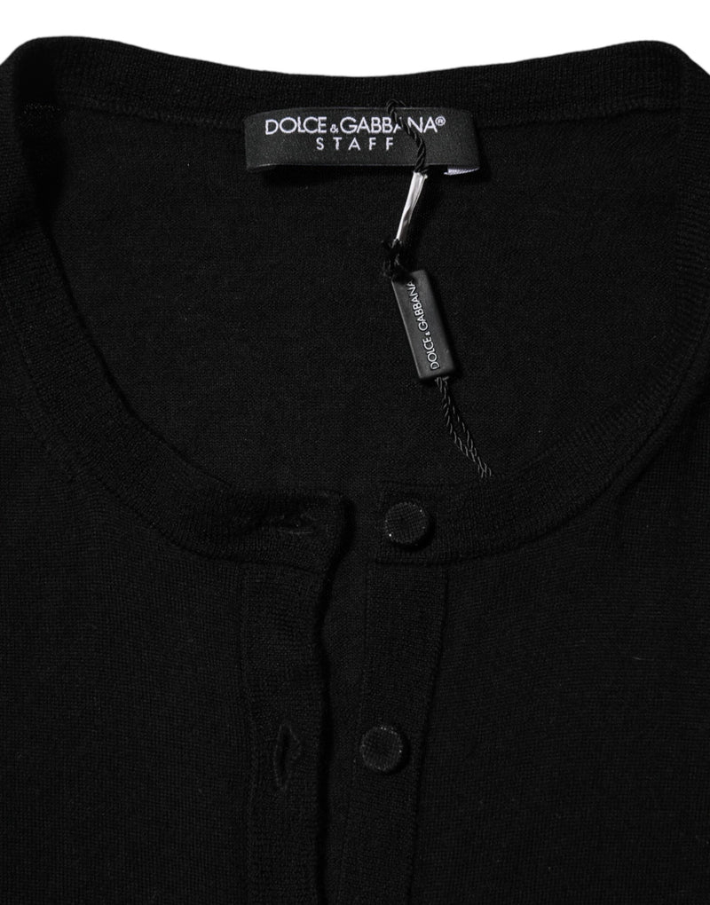 Dolce & Gabbana Black Virgin Wool Buttoned Cardigan Sweater