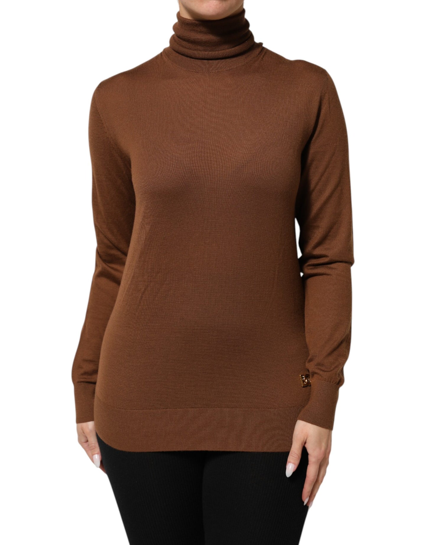 Dolce & Gabbana Brown Cashmere Turtle Neck Pullover Sweater