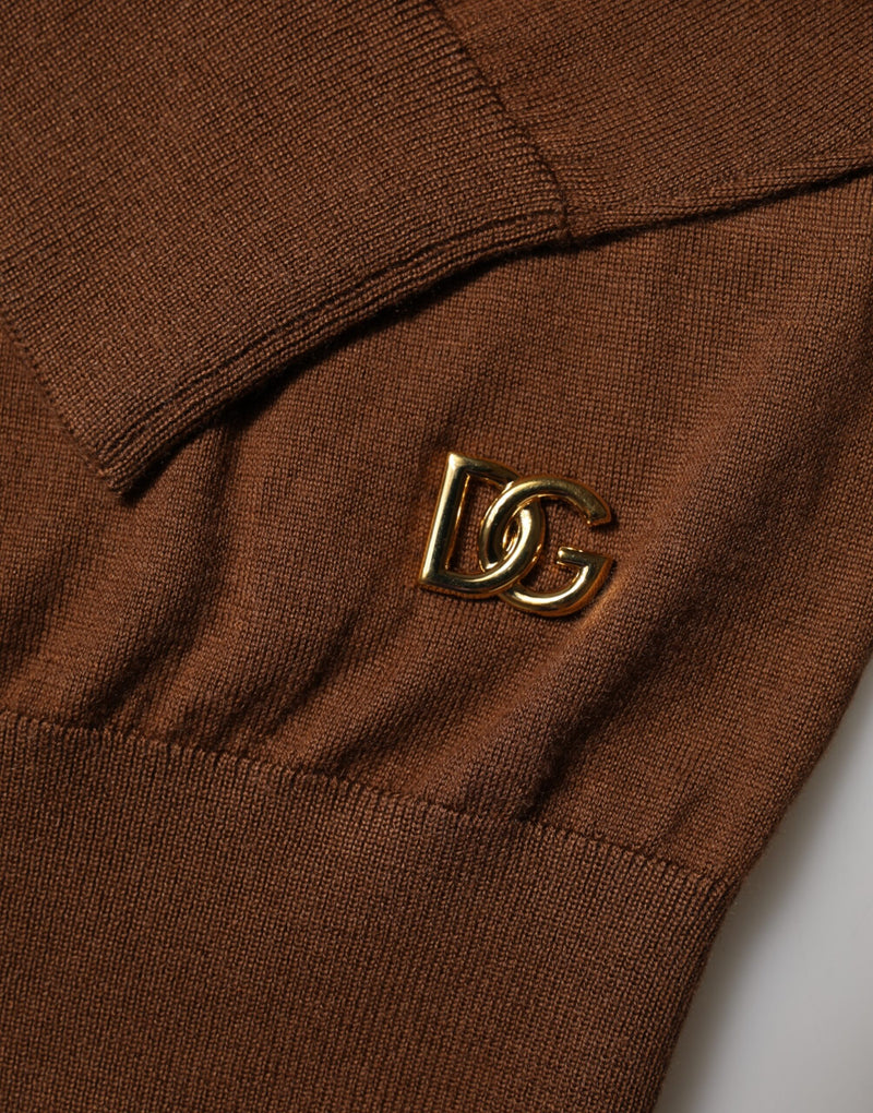 Dolce & Gabbana Brown Cashmere Turtle Neck Pullover Sweater
