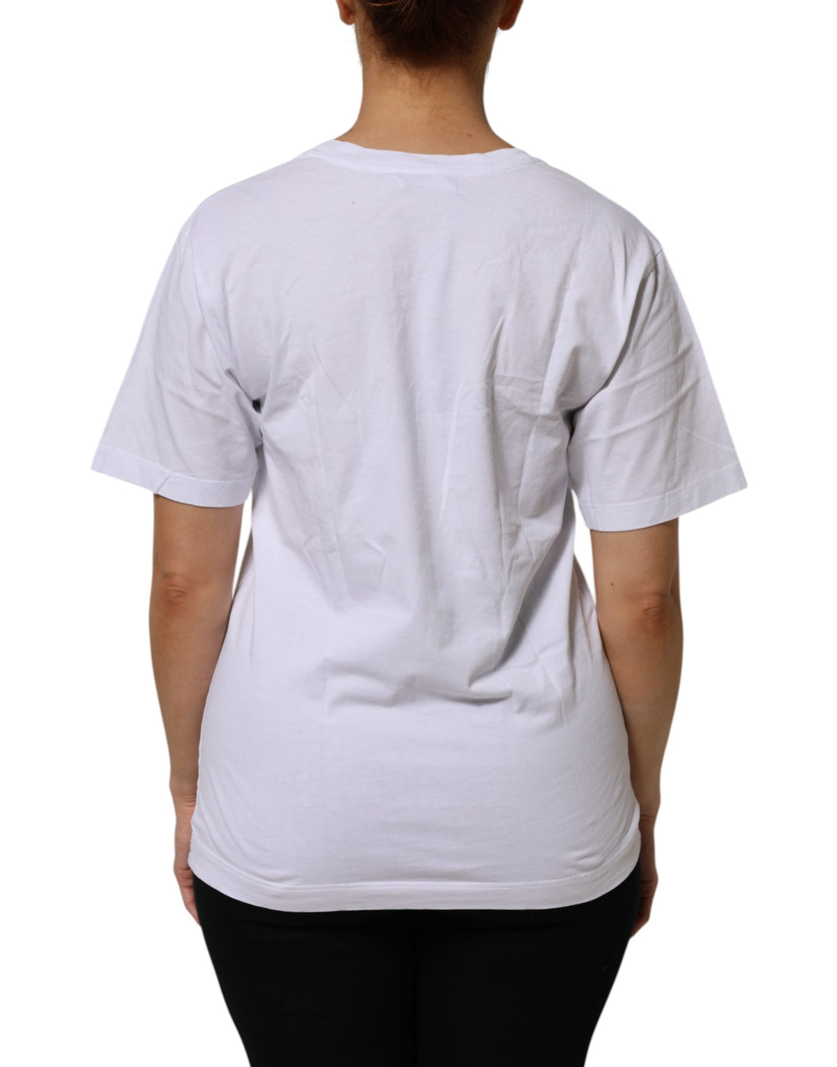 Dolce & Gabbana T-Shirt Femme V-Neck Blanc en Coton