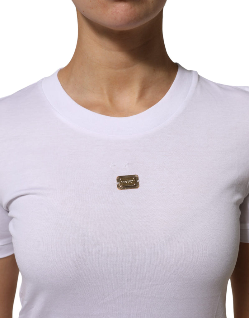 Dolce & Gabbana White Cotton Round Neck Short Sleeve T-Shirt